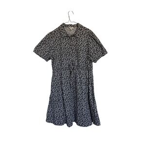 J.Crew Womens Navy Blue White Floral Daisy Cotton Shirt Dress Size 12